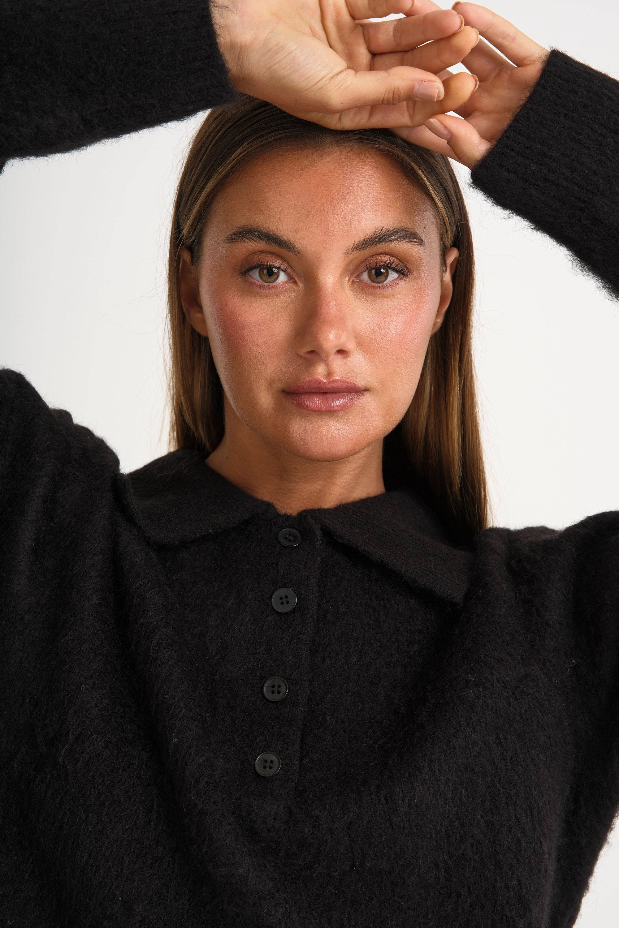 All Fenix - 1/2 Button Polo Knit Black