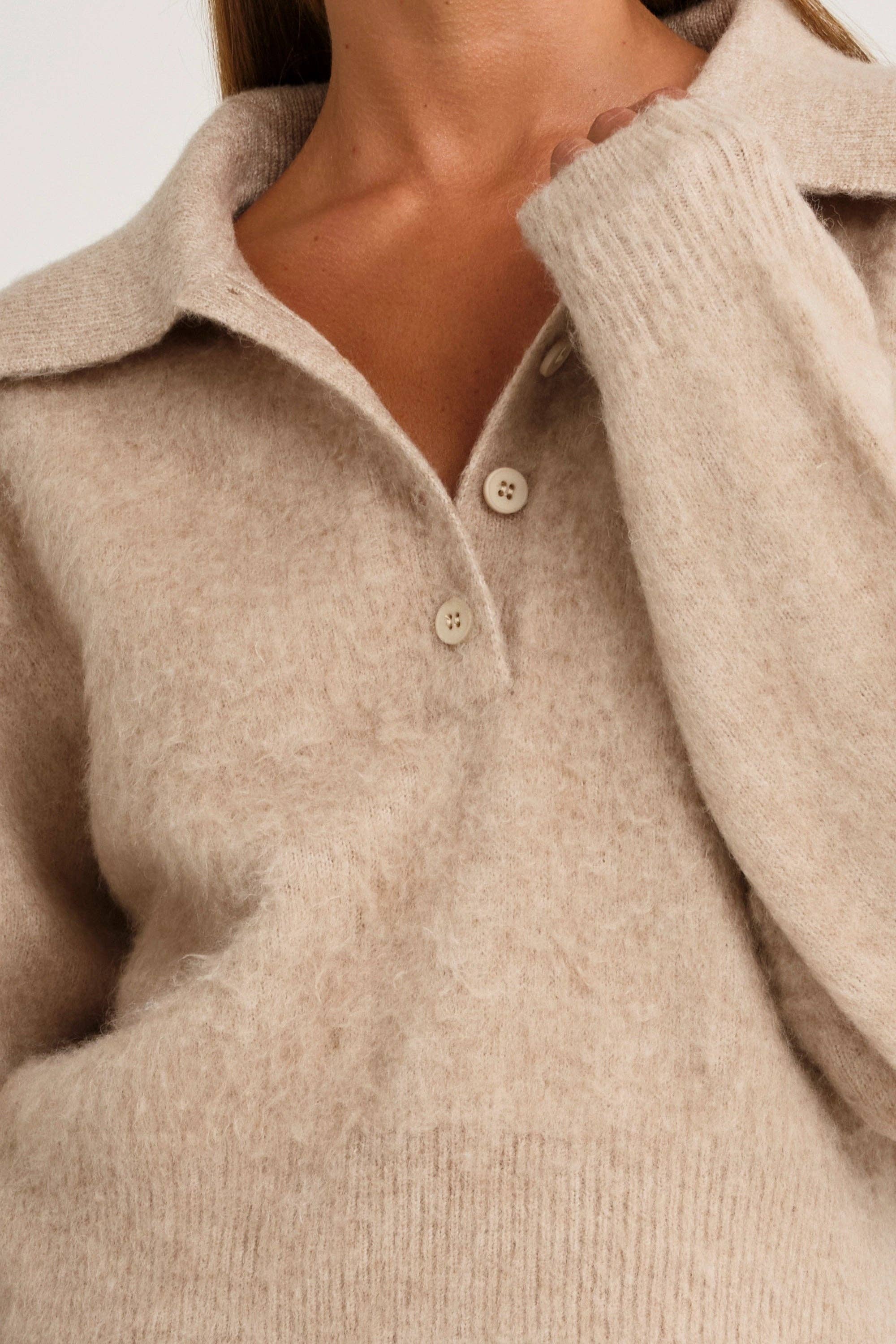 All Fenix - 1/2 Button Polo Knit Toffee
