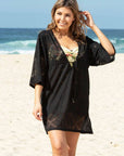 LaSculpte - Patterned Drawcord Kaftan Dress Black