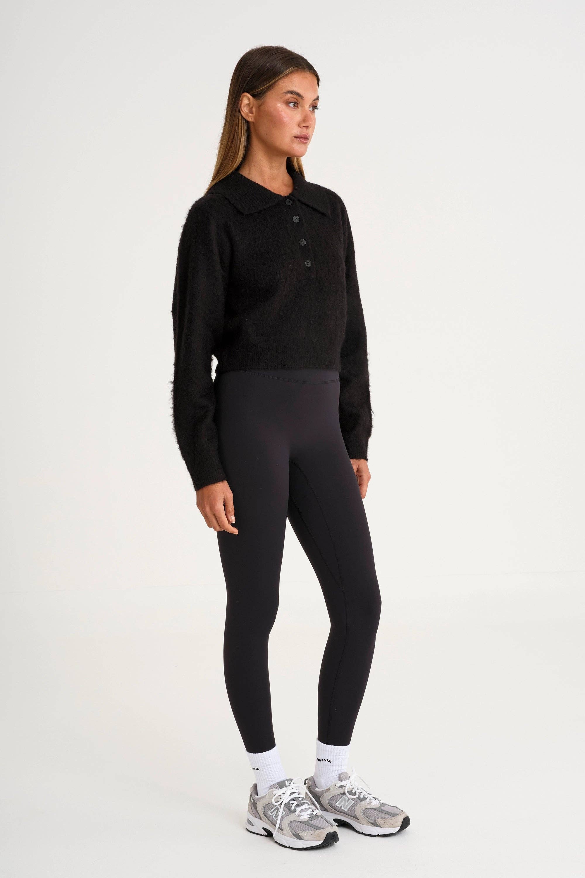 All Fenix - 1/2 Button Polo Knit Black