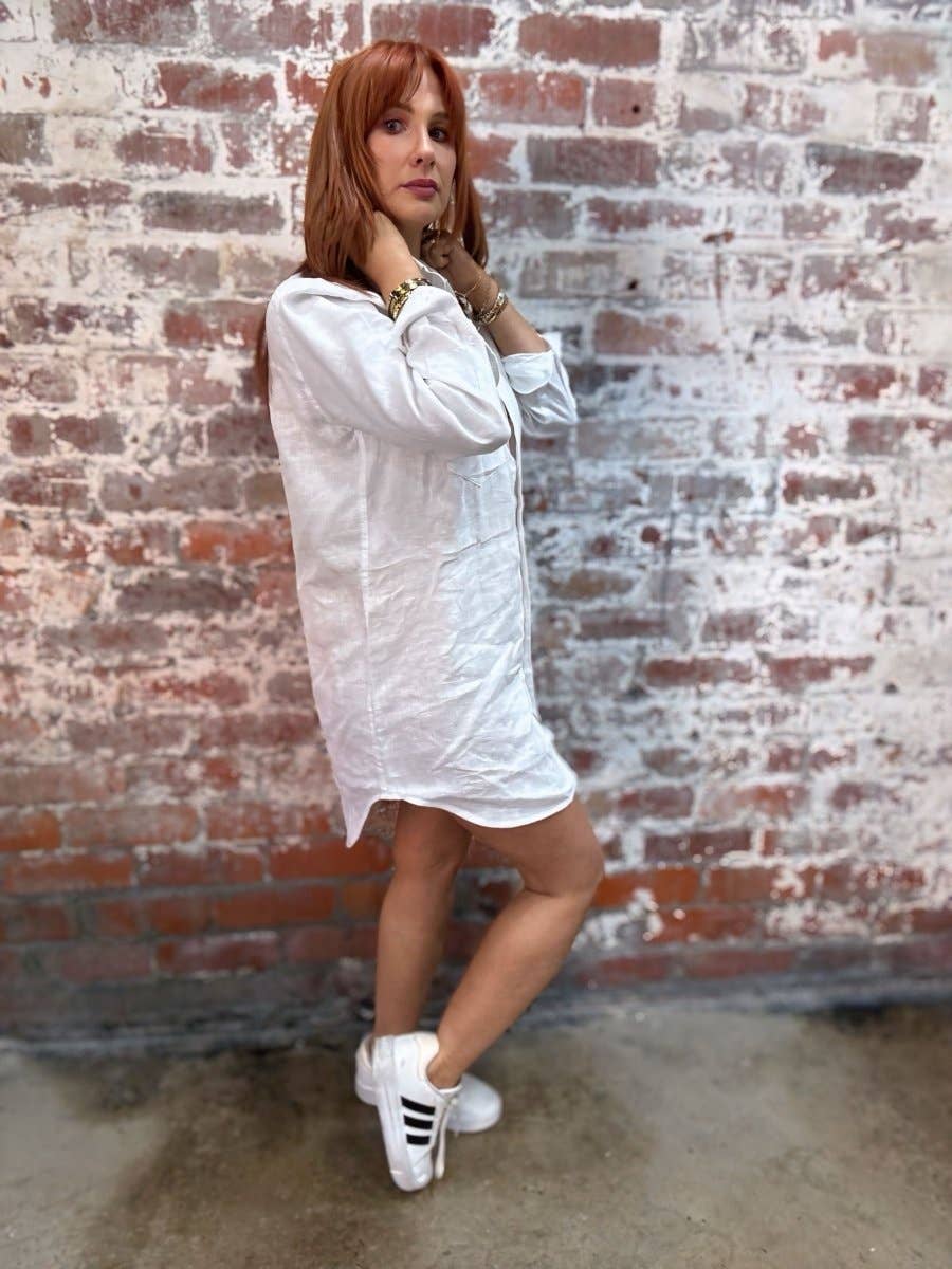 Jade &amp; May - Long White Linen Shirt Everyday Essential