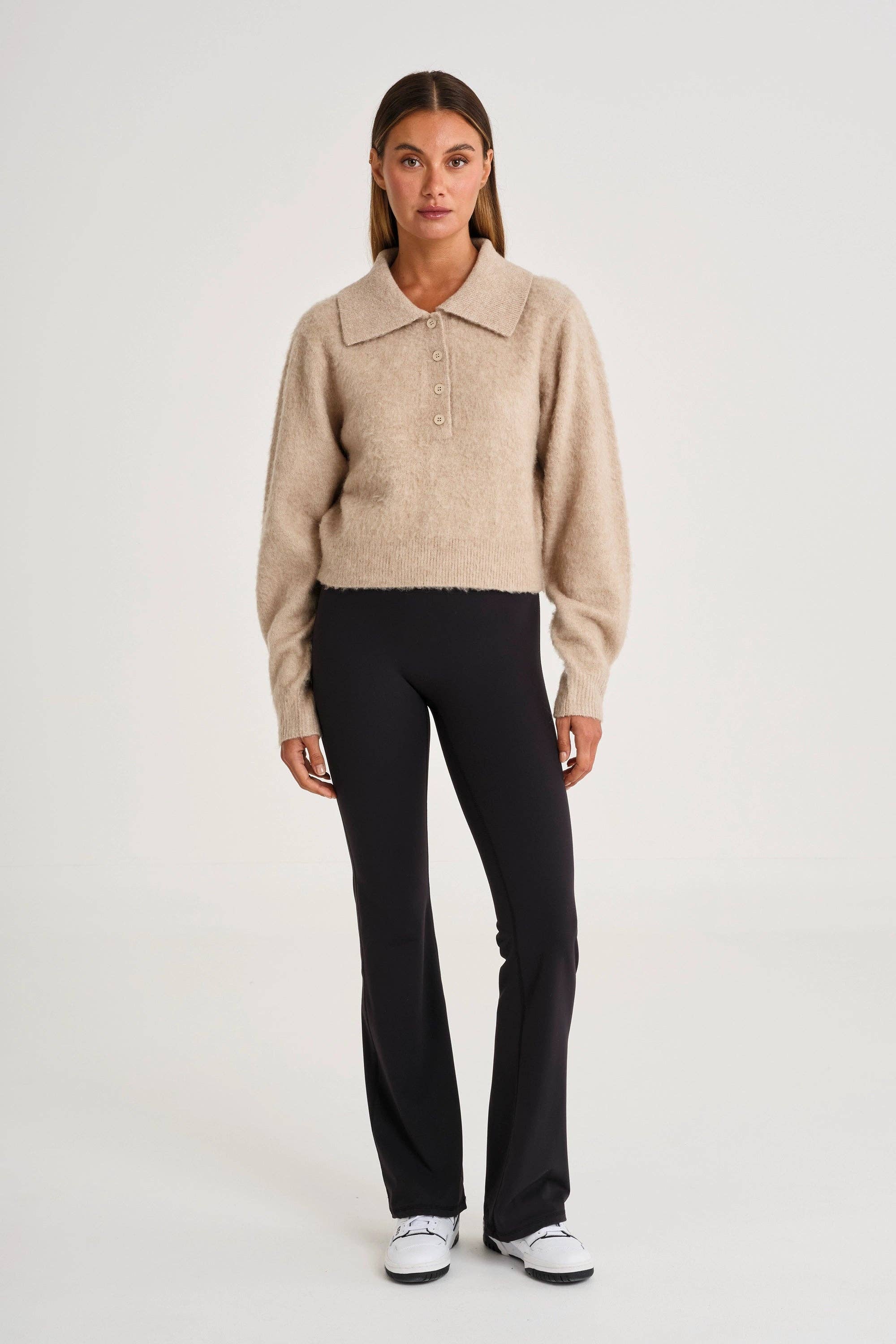All Fenix - 1/2 Button Polo Knit Toffee