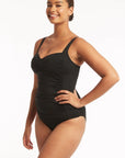 Sea Level - Essentials Twist Front Multifit Singlet Top Black
